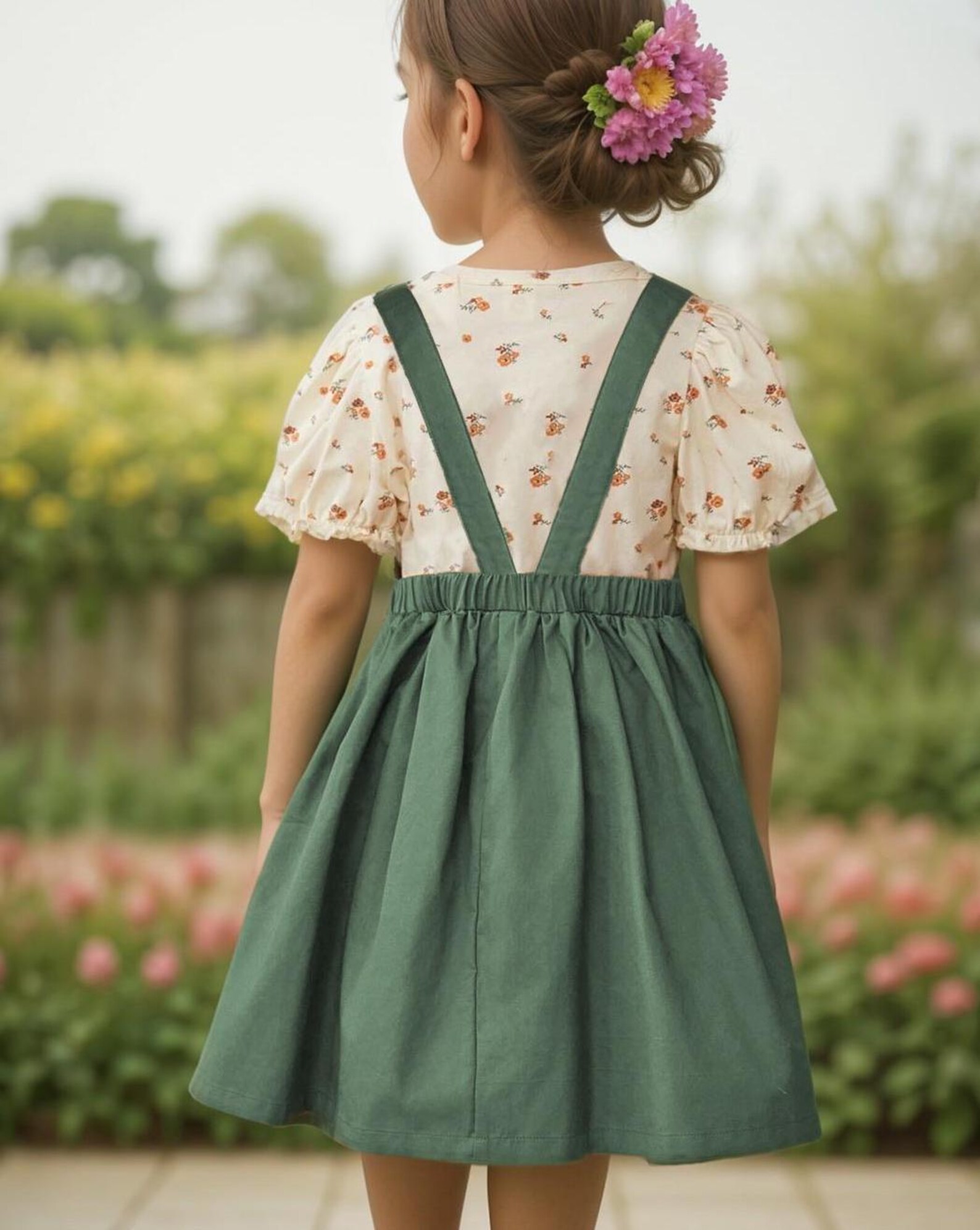 Ana Set: Conjunto de Vestido cruzado + blusa Manga Fruncida y cuello redondo vista adicional