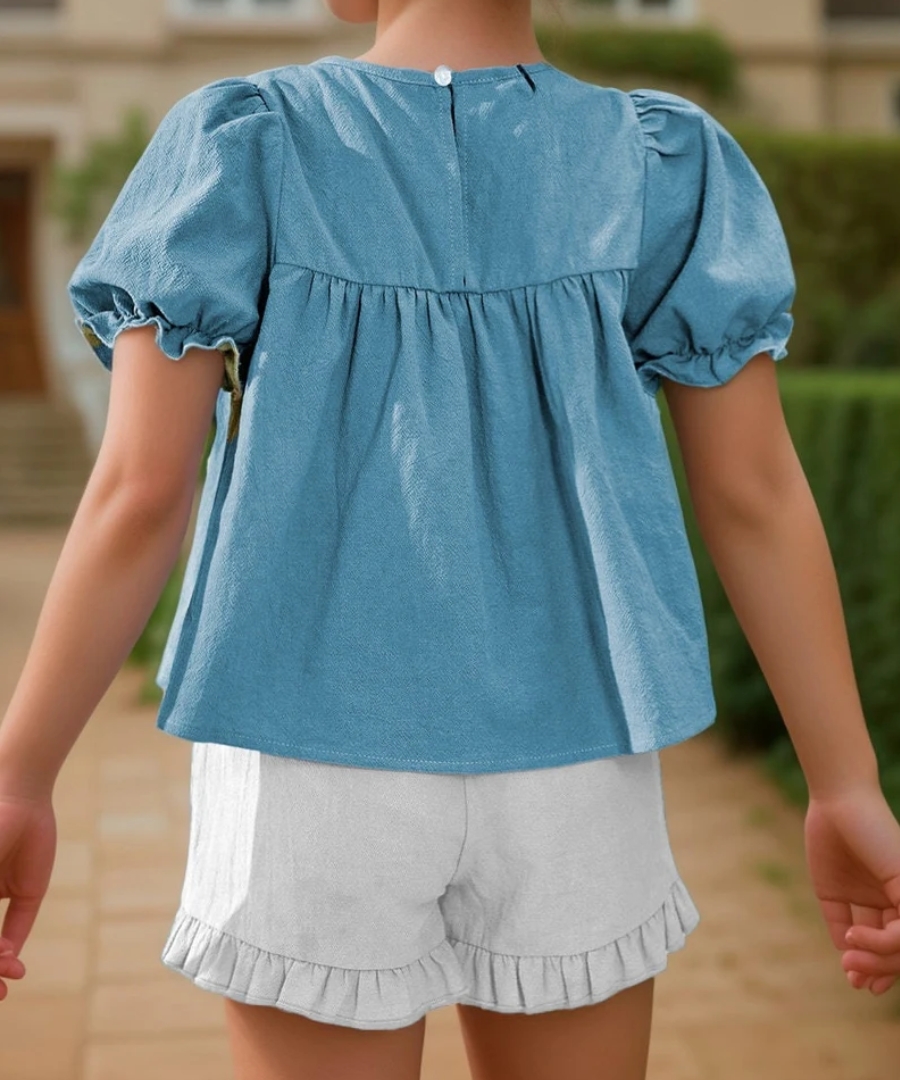 Lilu Set: Conjunto de Blusa Abullonada + short de Volantes vista adicional