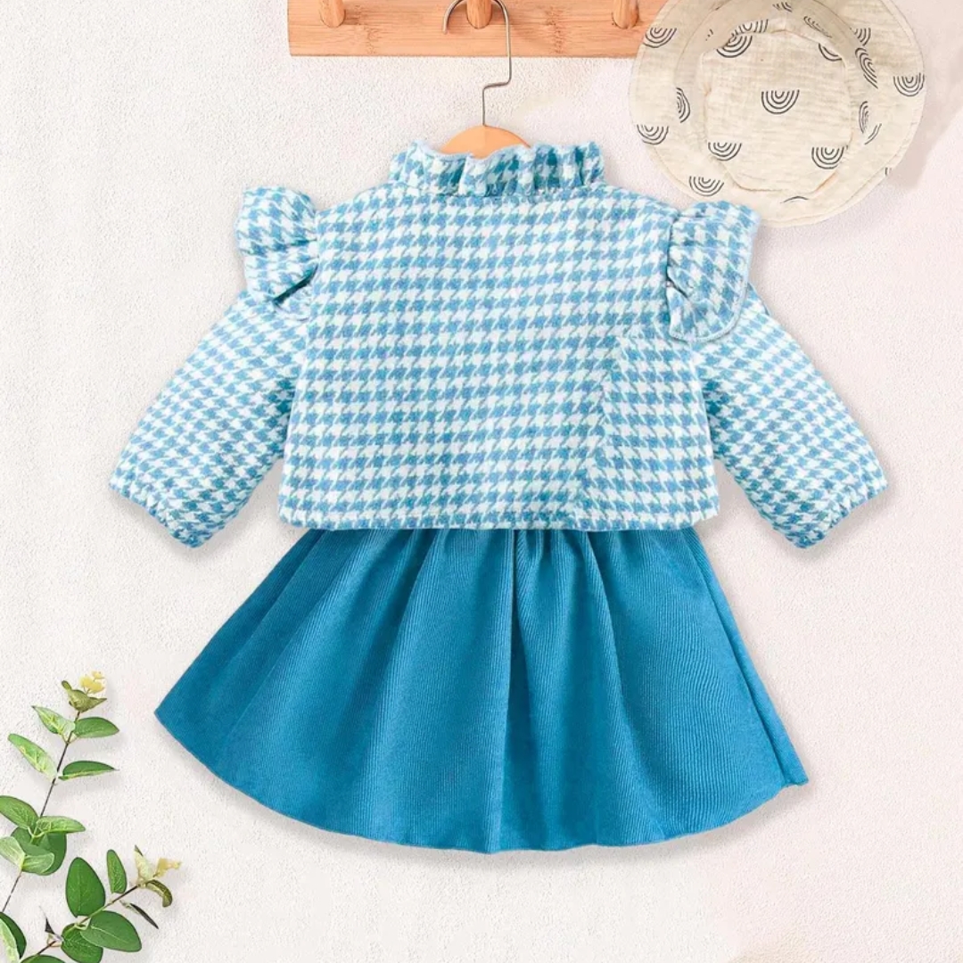 Nina Set: Conjunto de Chaqueta con volantes + vestido con botones posteriores vista adicional