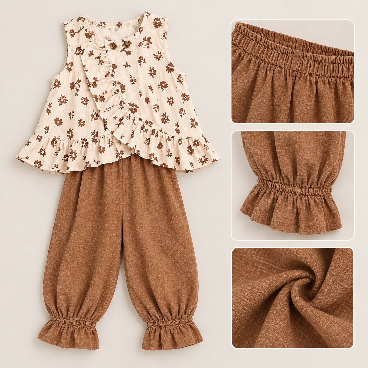Nora Set: Conjunto de Top asimétrico + pantalón fruncido en Tobillo vista adicional